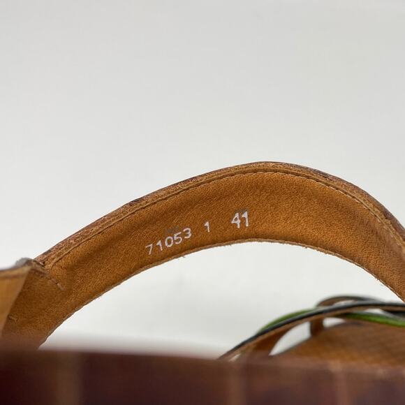 Chie Mihara | Heel Sandals Leather Strappy Brown Green B&W Checkered Heel 41 /11 - Picture 10 of 11